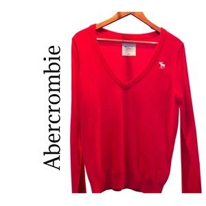 Abercrombie & Fitch Red VNeck Sweater Sz M